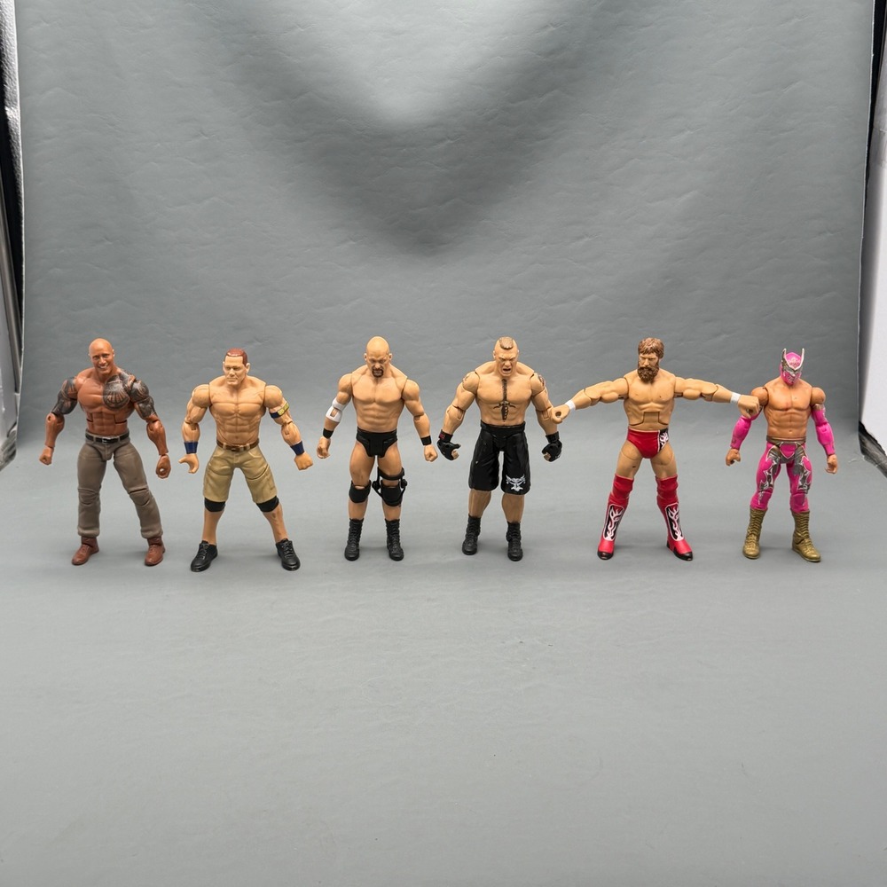 WWE Mattel Action Figure Lot of 6 John Cena The Rock Lesnar Years Vary - Picture 4 of 11